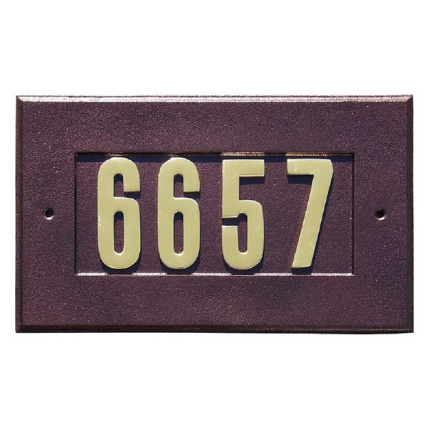 Qualarc Manchester Address Plate w/3 gold brass numbers, Antique Copper ADD-1410-AC
